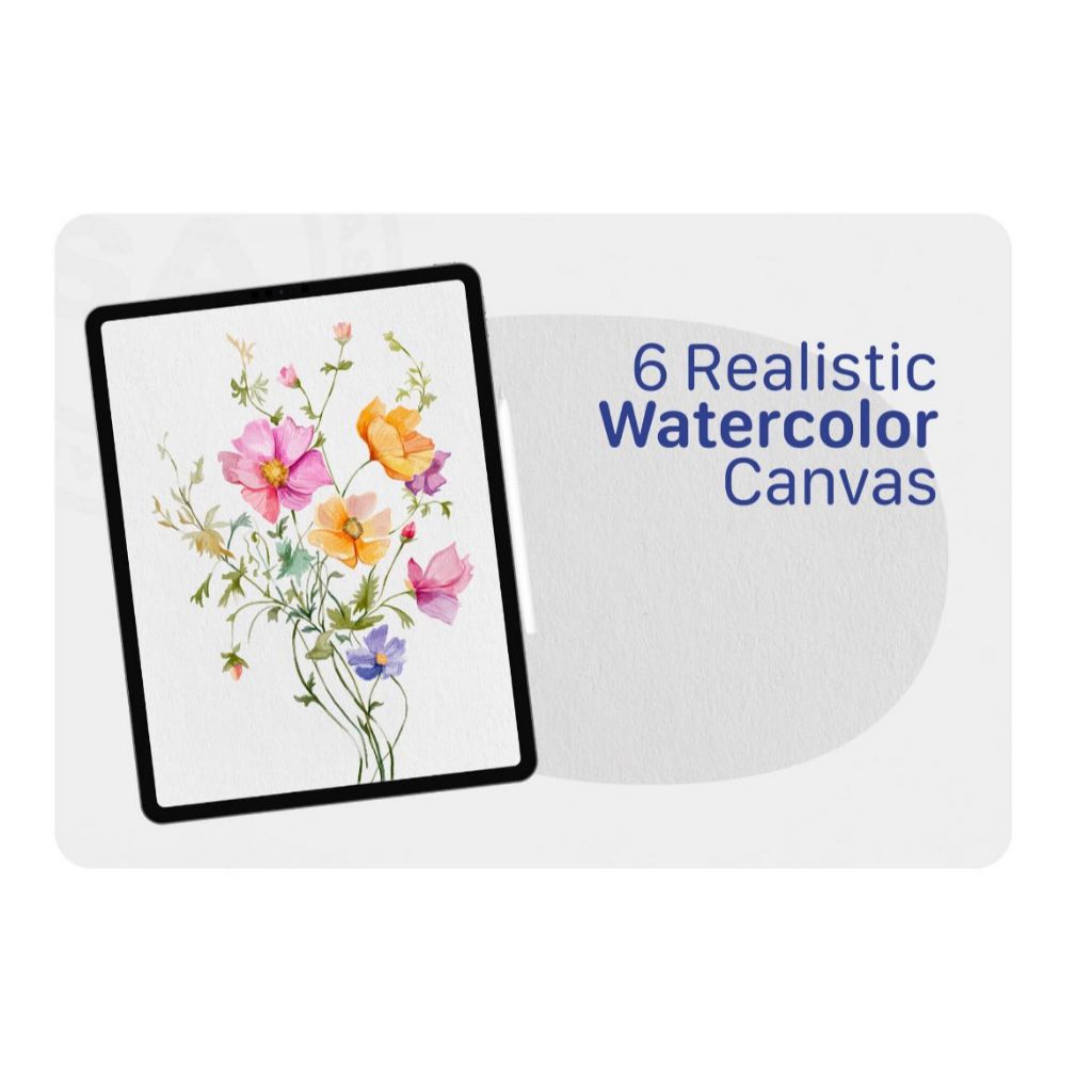 Procreate【T250507】 6 Realistic Watercolor_Canvas