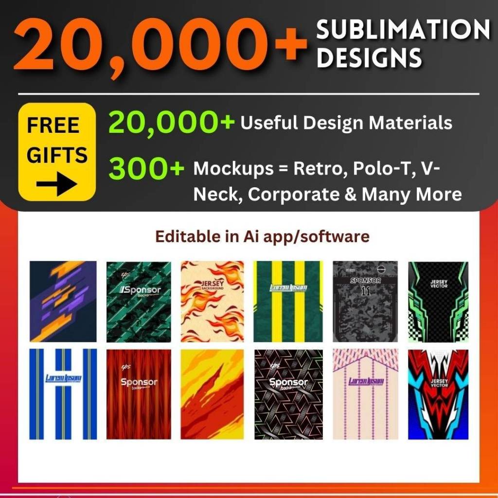 Sublimation Shirt Designs for Mockup Jersey - Design Template - Sublimation Template | (AI, EPS)