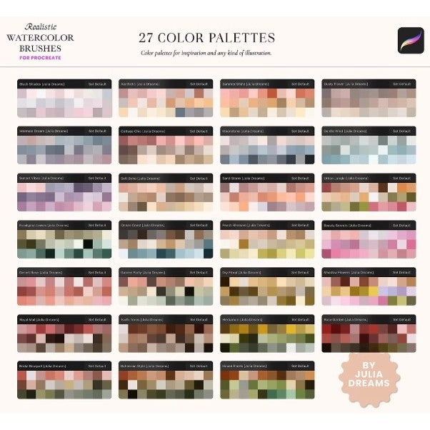 Procreate【T001】Realistic Watercolor Procreate Brushes