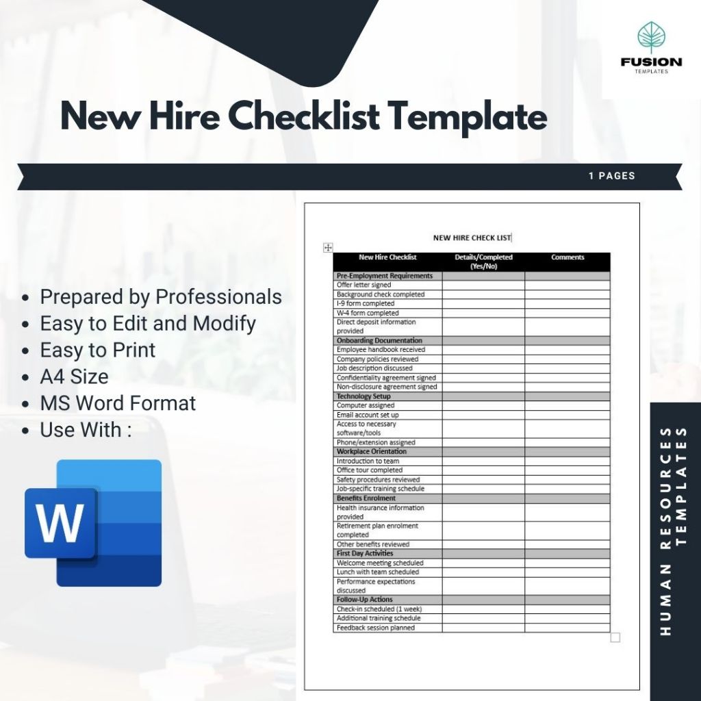 New Hire Check List Template