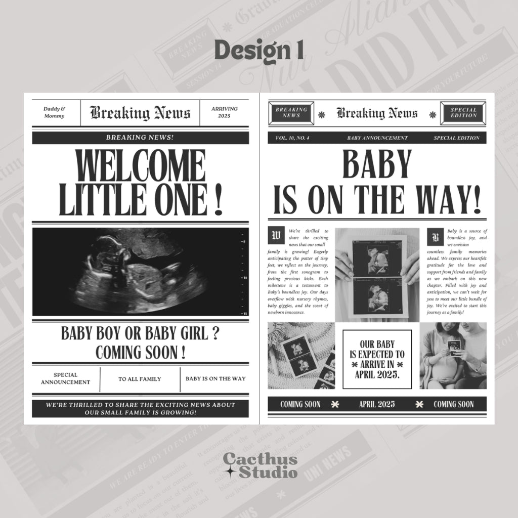 Newspaper Props Pregnancy Announcement Template + engagement + convo + bridesmaid + maternity