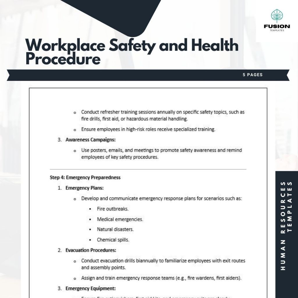 Workplace Safety and Health Procedure Template