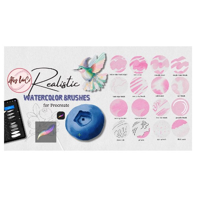 Procreate【T250531】 Realistic Watercolor Brushset