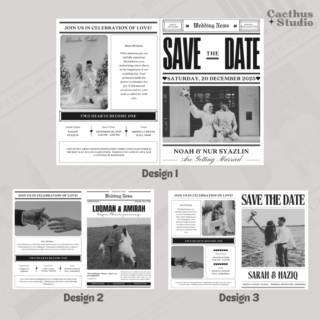Newspaper Props Wedding Template + engagement + convo + bridesmaid
