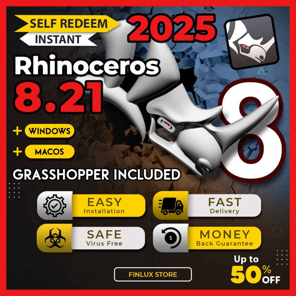 [SELF REDEEM] Rhinoceros 8 v8.21 & Grasshopper Latest Update 2025 Lifetime For Win & McOS (64-Bit)
