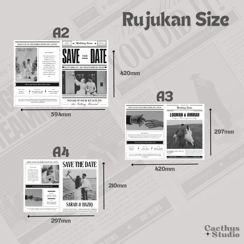 Newspaper Props Wedding Template + engagement + convo + bridesmaid