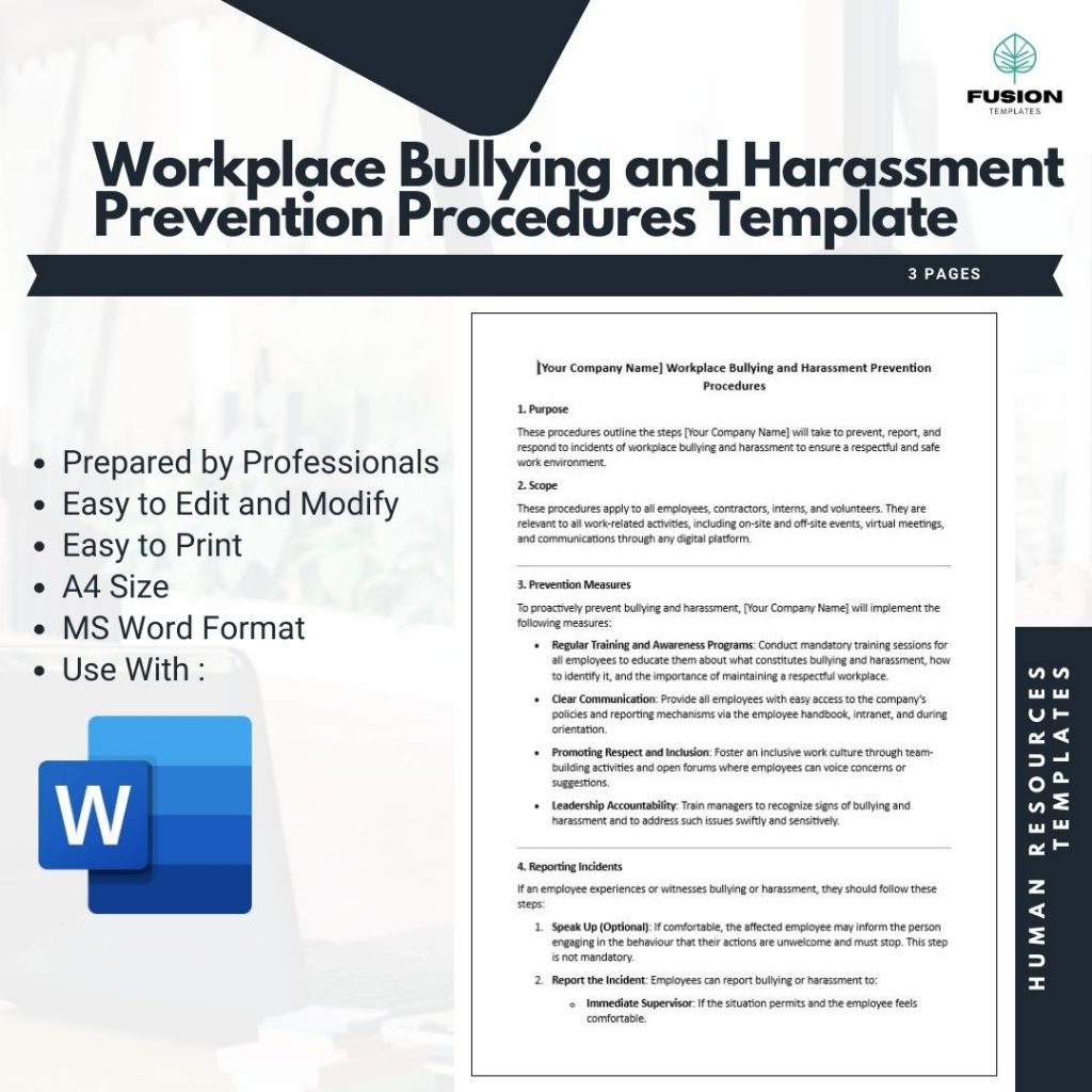 Workplace Bullying and Harassment Prevention Procedures Template