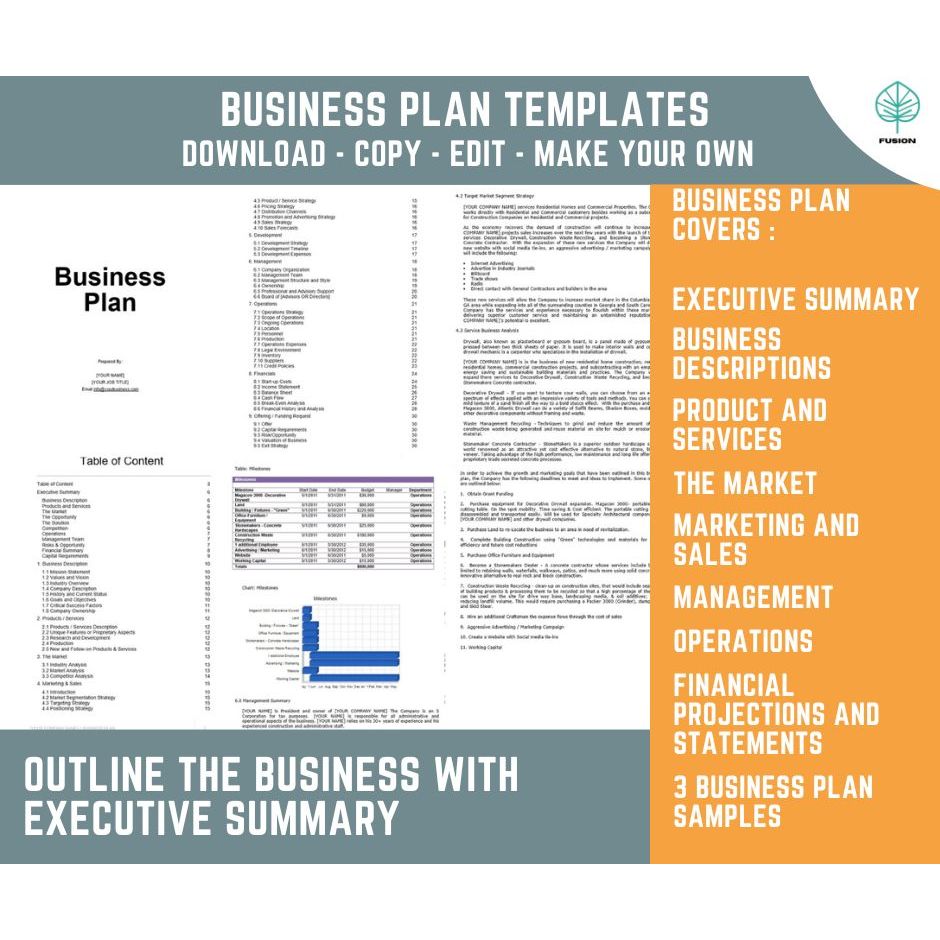Business Plan, Financial Projection & Cash Flow Template Bundle – With Free Bookkeeping Template