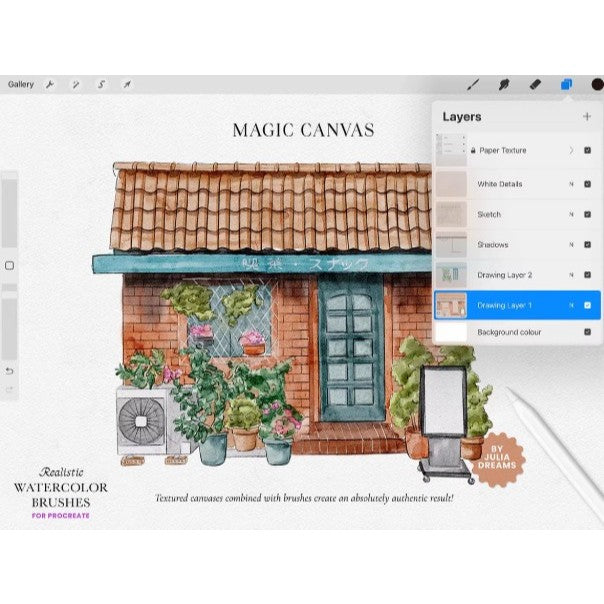 Procreate【T001】Realistic Watercolor Procreate Brushes