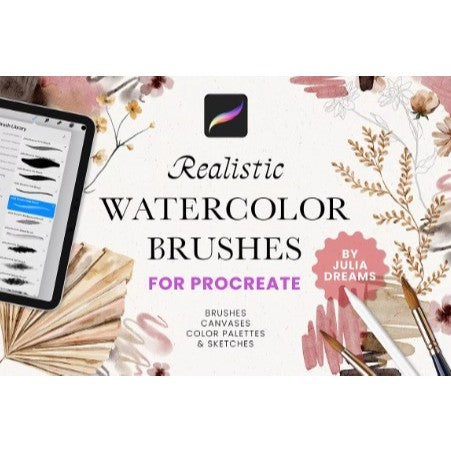Procreate【T001】Realistic Watercolor Procreate Brushes