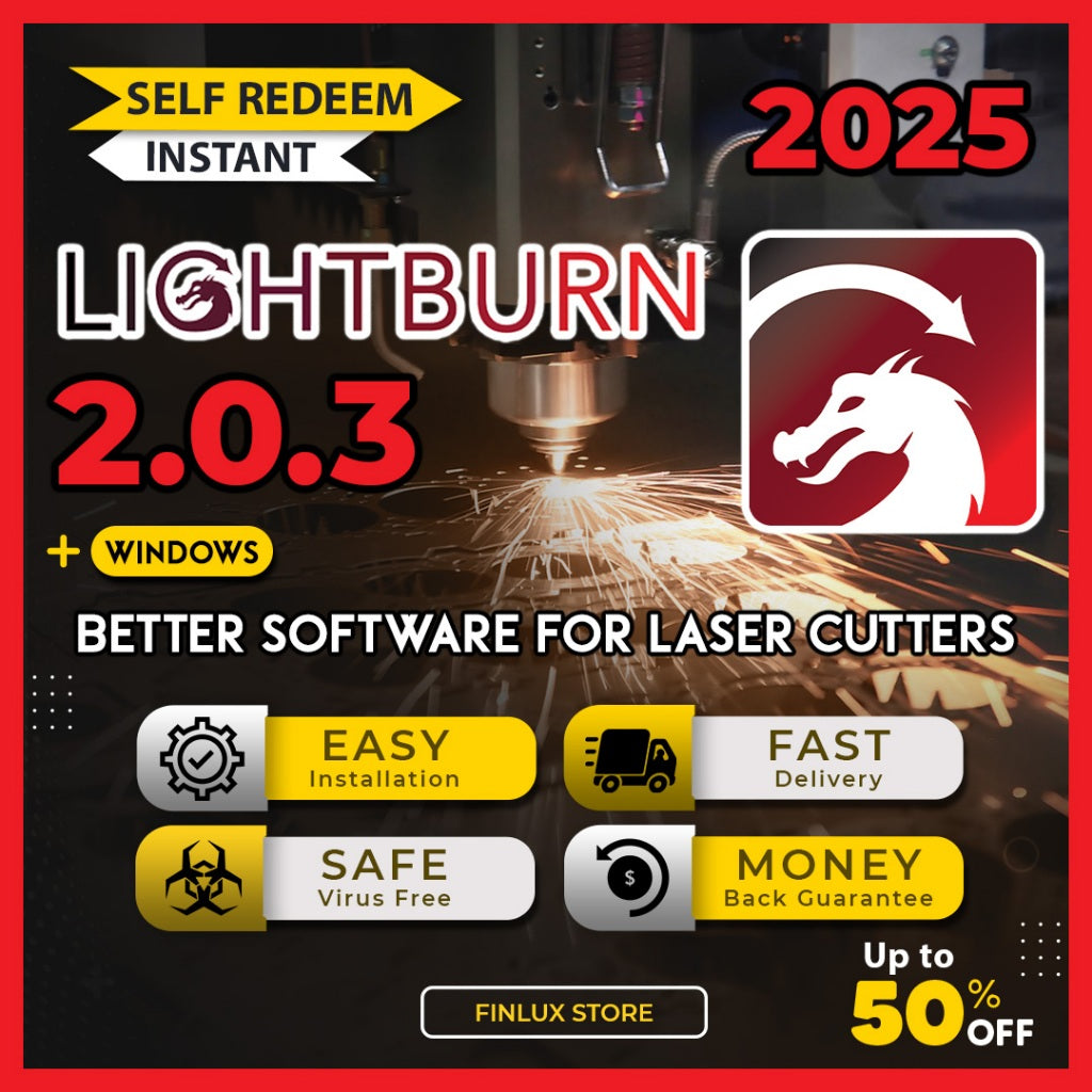 [SELF REDEEM] LightBurn v2.0.3 Latest 2025 Laser Cutter Software For Windows (64-Bit)
