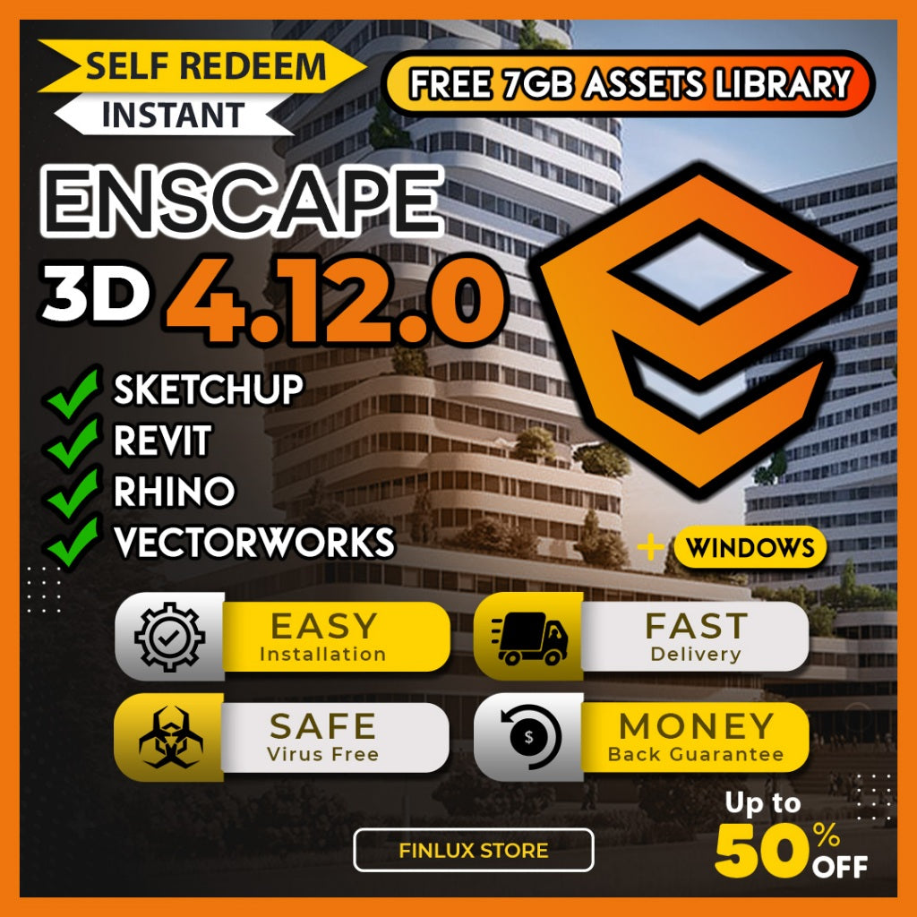 [SELF REDEEM] Enscape 3D v4.12 FREE 7GB Assets Library For SketchUp/Revit/Rhino/VectorWorks For Windows (64-Bit)