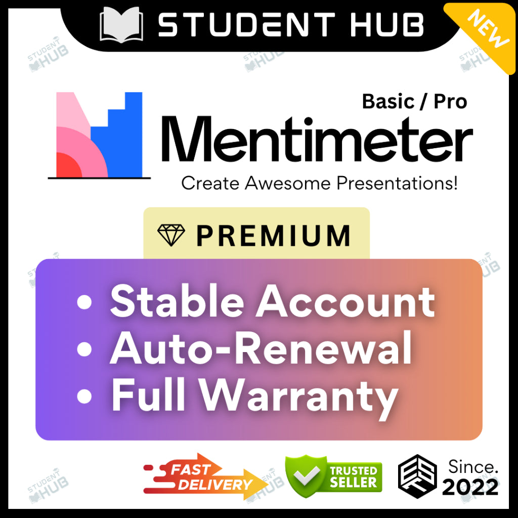 Mentimeter Pro Premium Account 1 month Gain valuable insights from everyone with Word Clouds, Polls and Quizzes