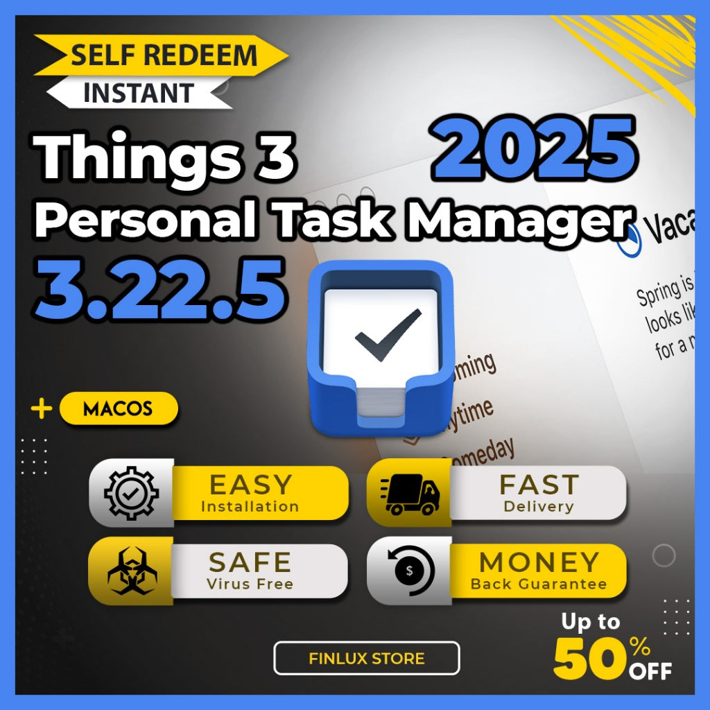 [SELF REDEEM] Things 3 v3.22.5 Latest 2025 | Personal Task Manager | Lifetime For McOS
