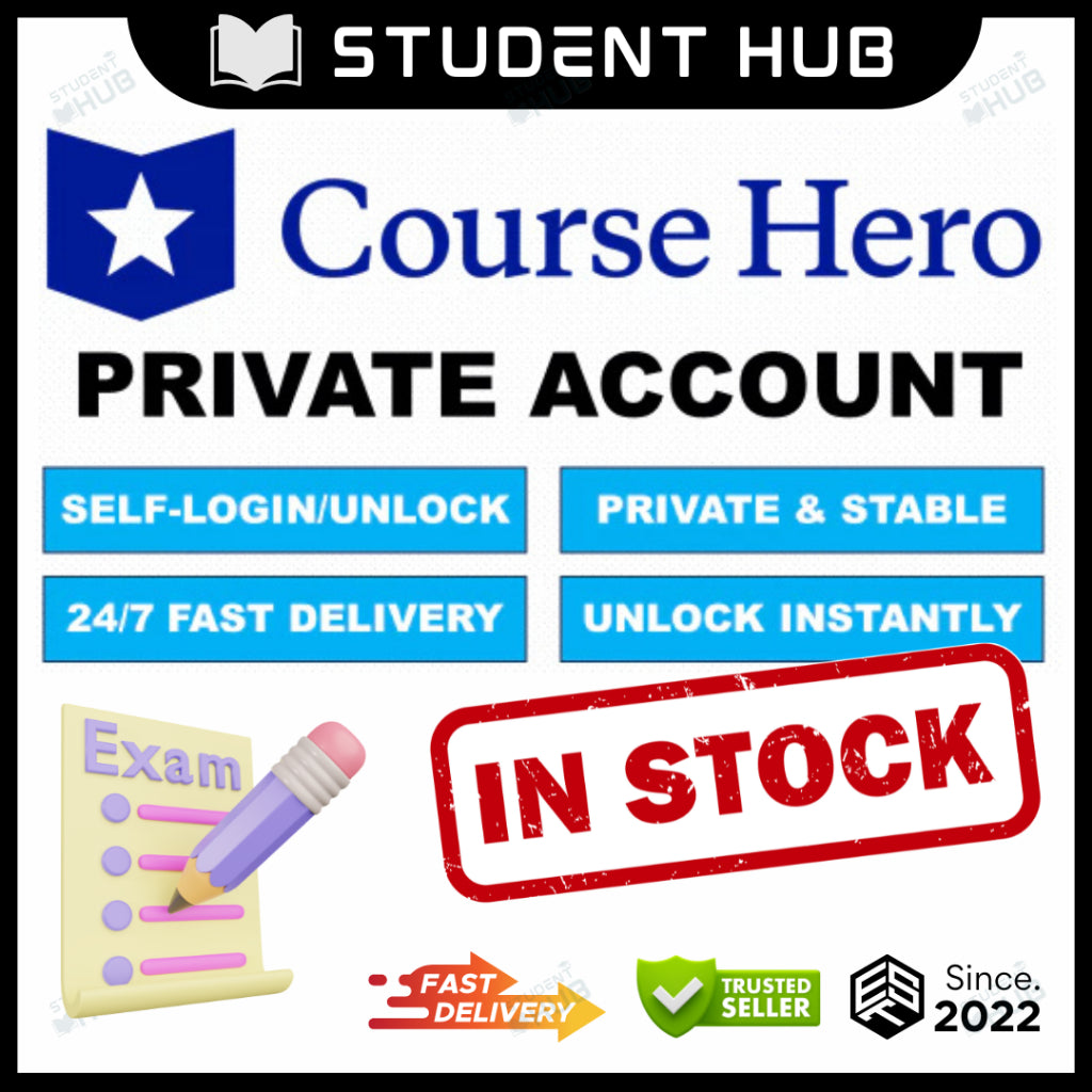 [LOWEST PRICE] Course Hero Private Account [100% PRIVATE AND STABLE]