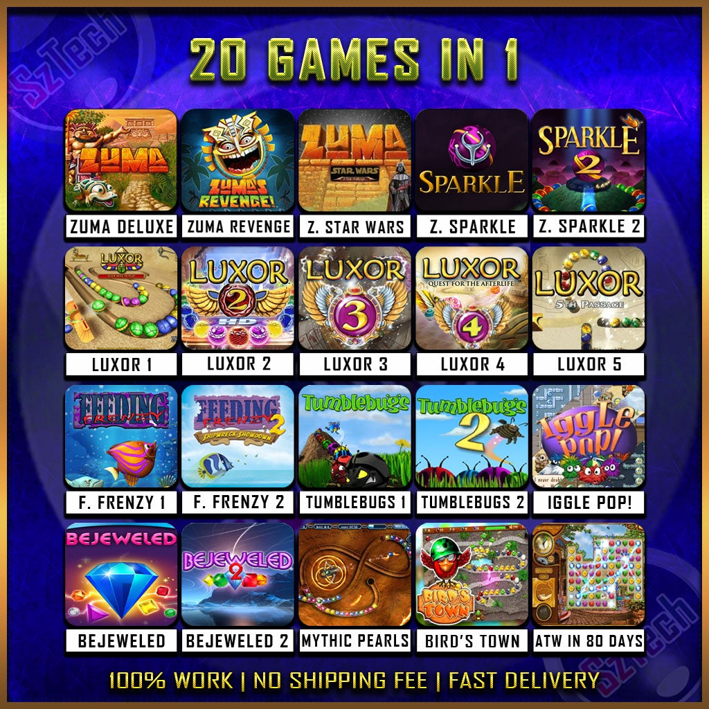 [PC/LAPTOP GAME]ZumaLuxorFeeding FrenzyTumblebugsIggle PopBejeweledNostalgia GamesClassic Games