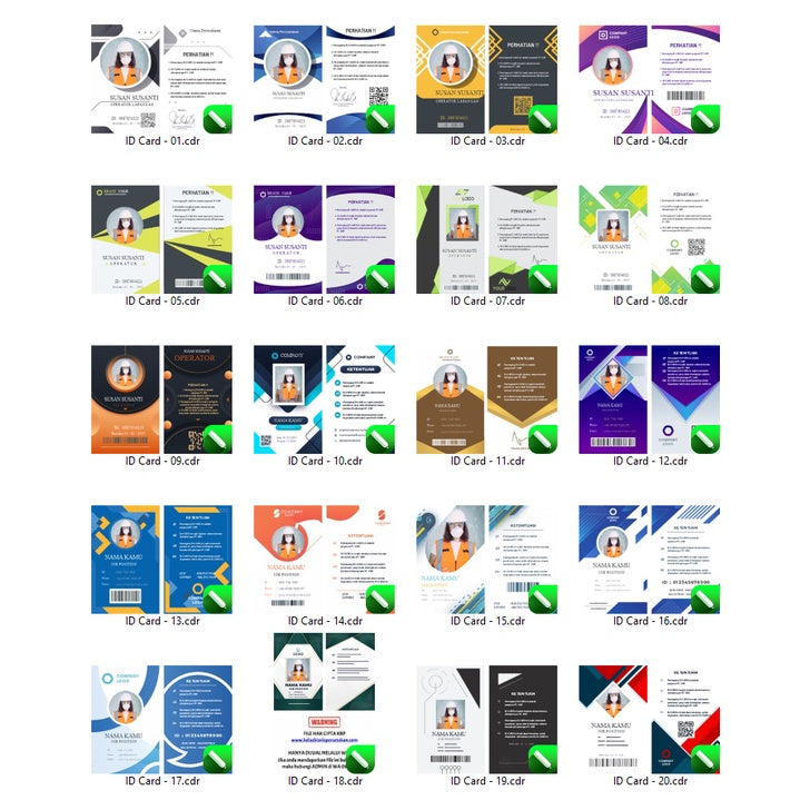 ID89001 - 20 Desain Id Card Karyawan Exclusive CorelDraw V24