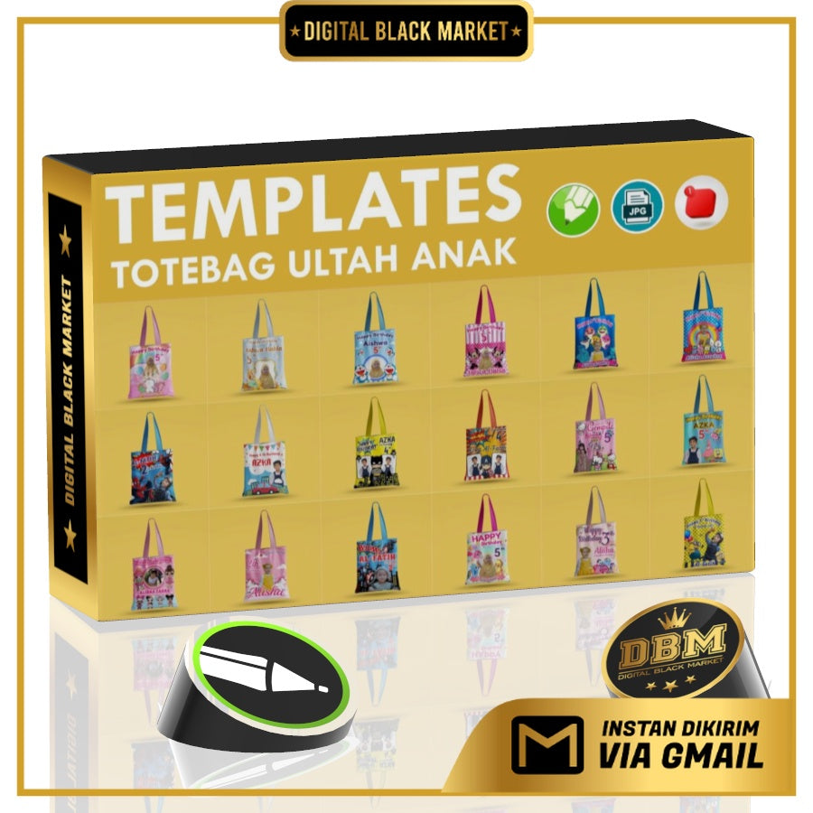 ID95001 - 20 Desain Tas Ulang Tahun Anak CorelDraw V24