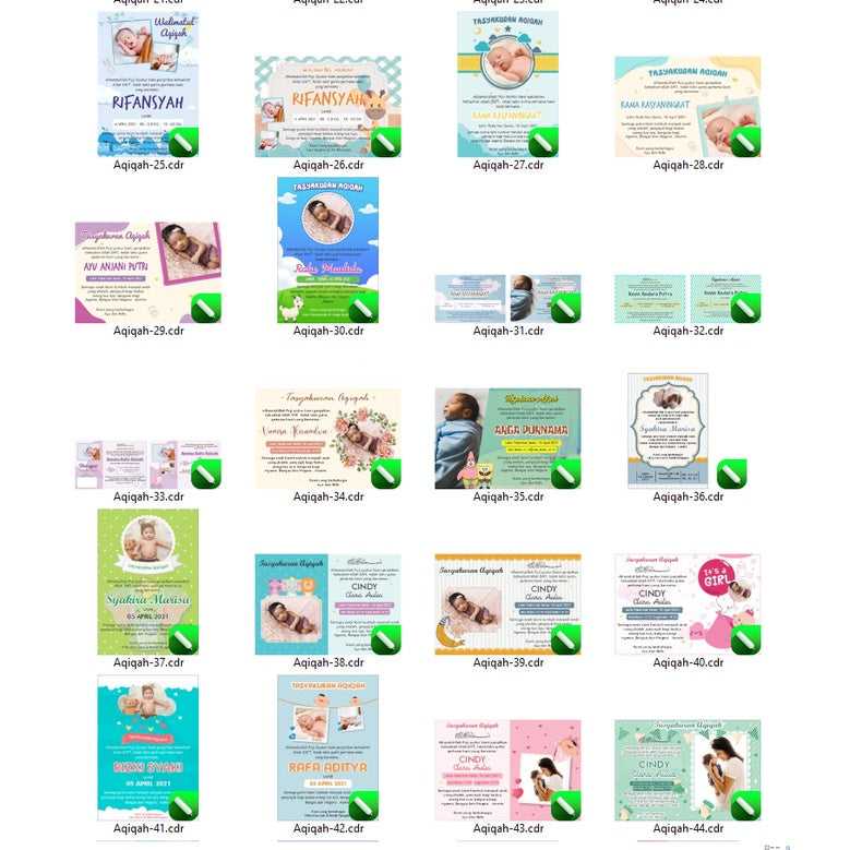 ID183001 - 50 Desain Undangan Aqiqah CorelDraw V24