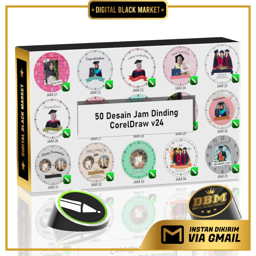 ID177001 - 50 Desain Jam Dinding Custom CorelDraw V24