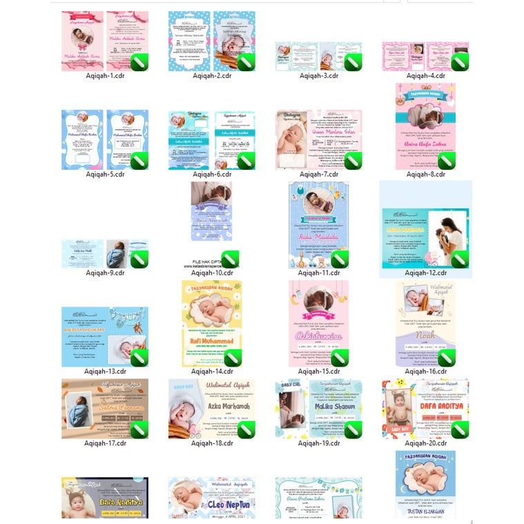 ID183001 - 50 Desain Undangan Aqiqah CorelDraw V24