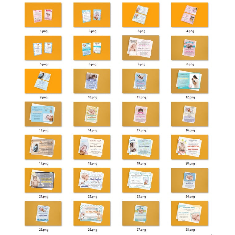 ID183001 - 50 Desain Undangan Aqiqah CorelDraw V24