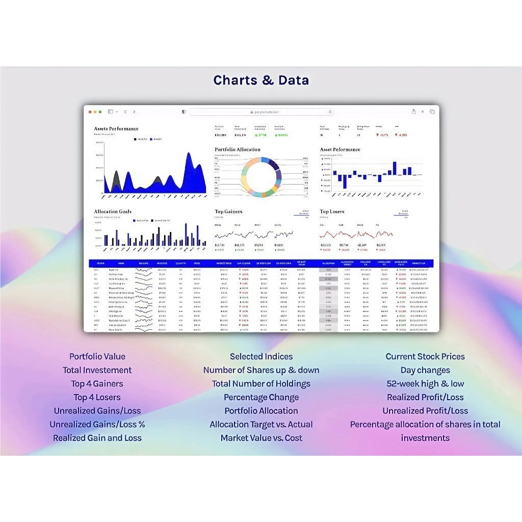 (ADL - 119) Portfolio Saham & Stock Tracker | Template Investasi Aset Google Sheets Excel Dashboard