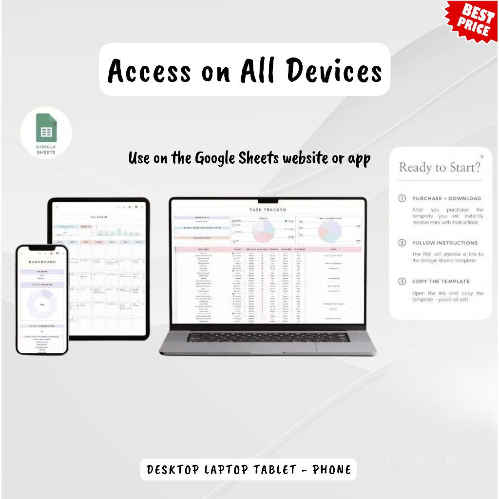 (ADL - 70) Ultimate To Do List Spreadsheet | Daily Weekly Monthly Task Planner & Digital Tracker