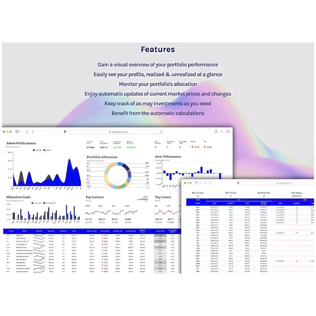 (ADL - 119) Portfolio Saham & Stock Tracker | Template Investasi Aset Google Sheets Excel Dashboard