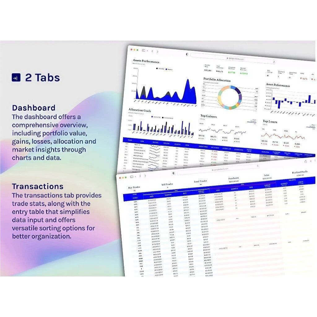 (ADL - 119) Portfolio Saham & Stock Tracker | Template Investasi Aset Google Sheets Excel Dashboard