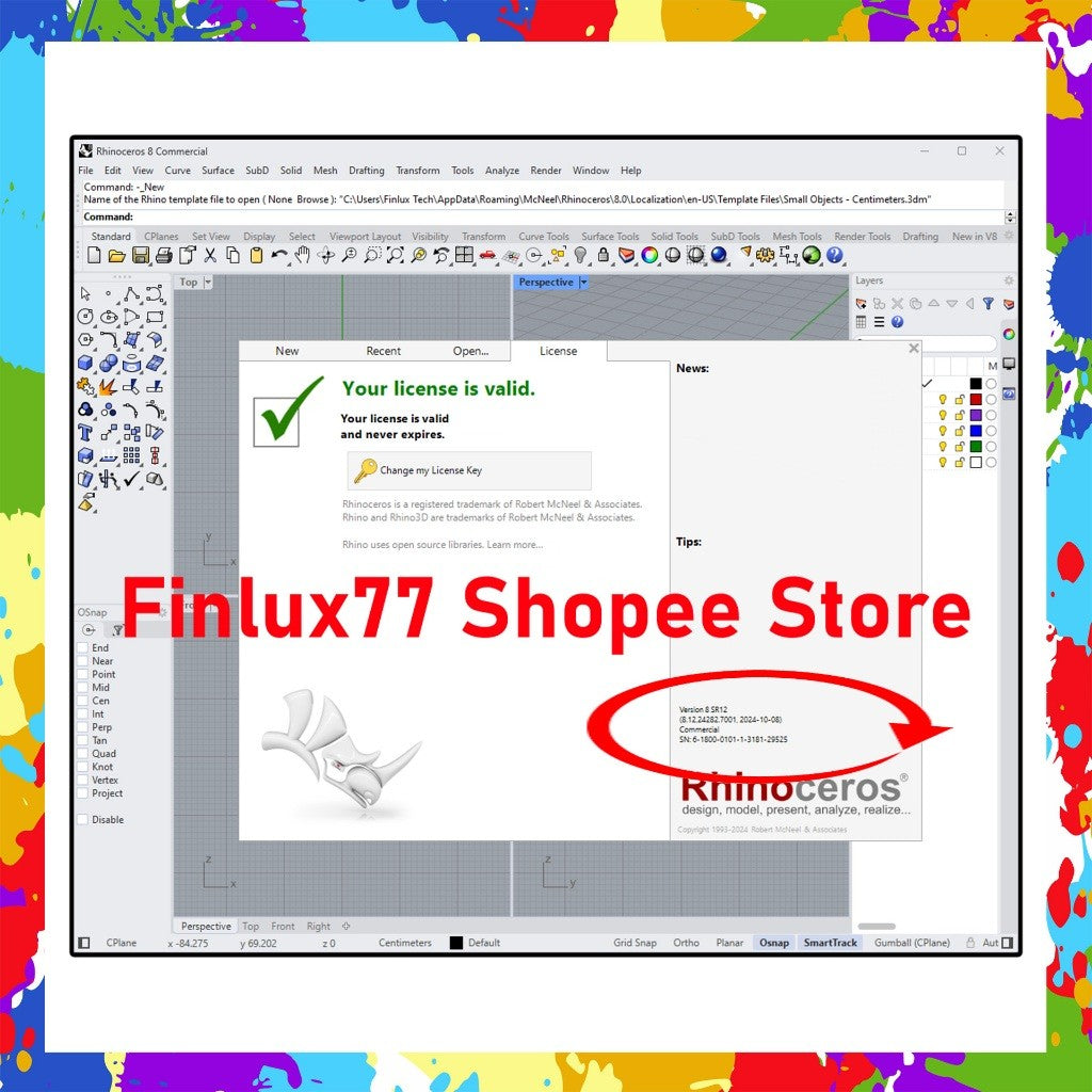 [SELF REDEEM] Rhinoceros 8 v8.21 & Grasshopper Latest Update 2025 Lifetime For Win & McOS (64-Bit)