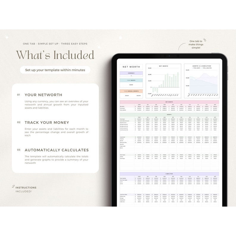 Net Worth Tracker Spreadsheet Google Sheets | Kalkulator Aset Liabilitas Perencana Keuangan Pribadi