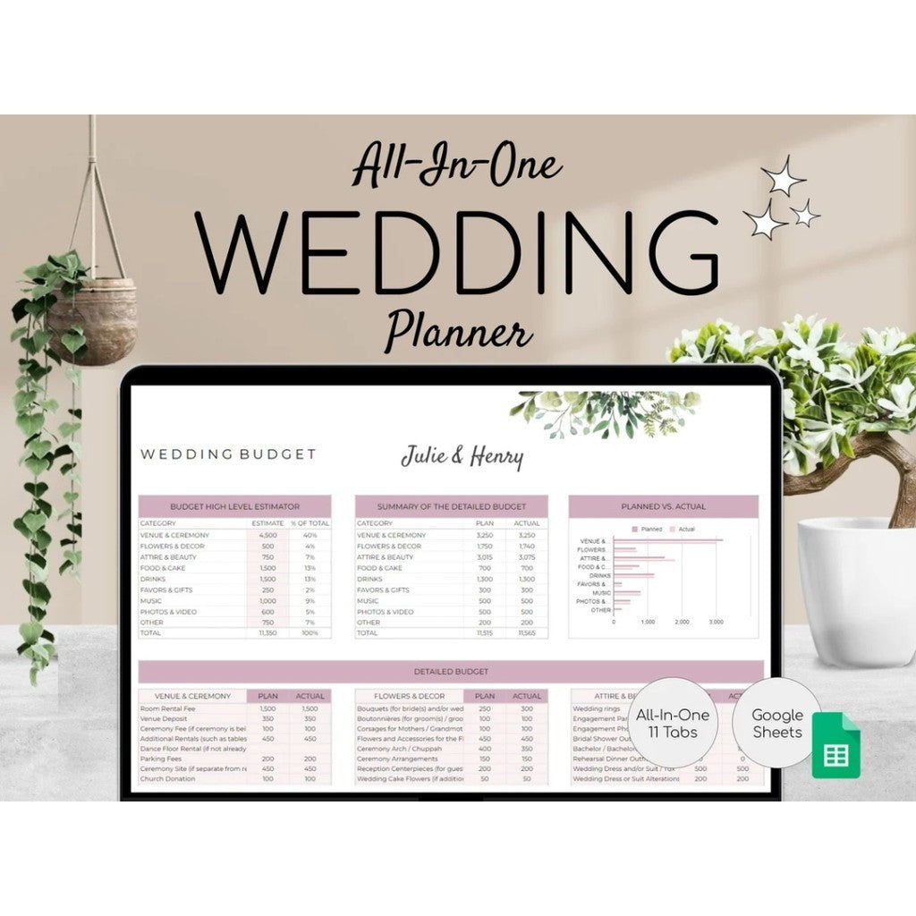 (ADL- 99) Wedding Planner Template RENCANA PERNIKAHAN / Perencanaan Pernikahan Sheets Checklist Vendor Biaya Anggaran Pernikahan Daftar Tamu Tugas Rundown Pernikahan Wedding Planner Template Pernikahan