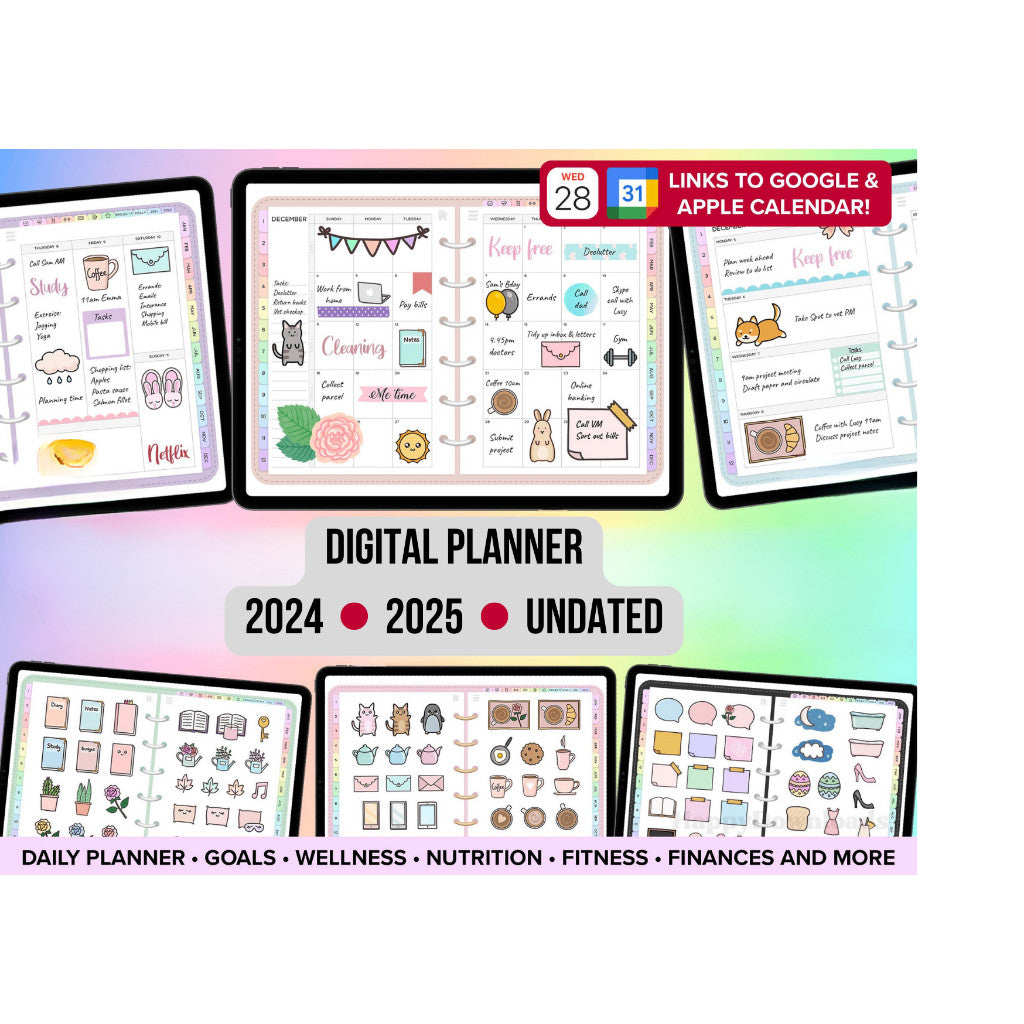 Digital Planner 2024 - 2025 - Undated Link ke Google & Apple Calendar