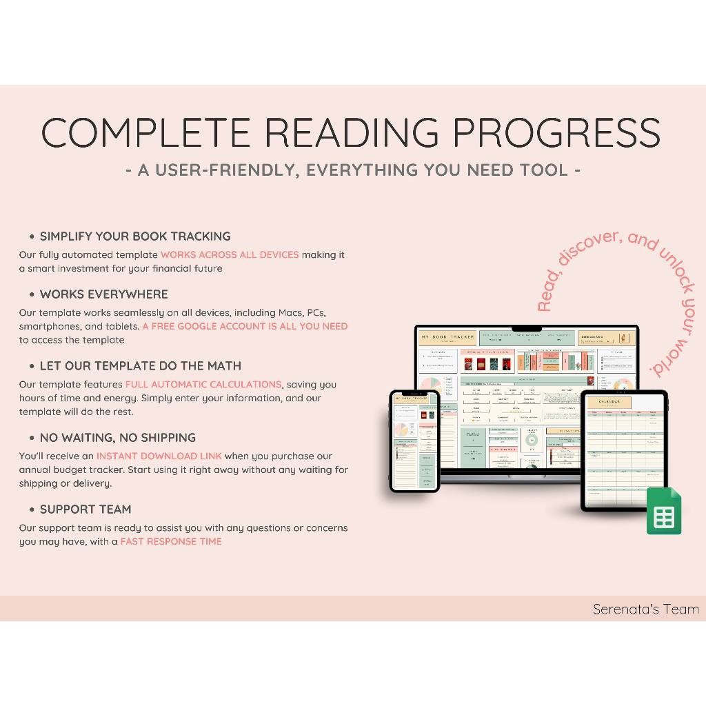 Digital Reading Tracker Spreadsheet | Book Collection & Review Planner