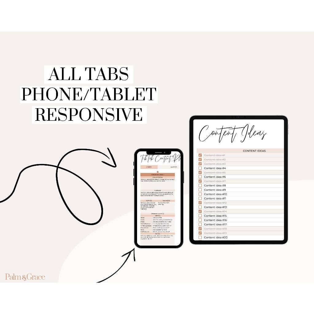 TikTok Content Planner Spreadsheet, Digital TikTok Planner, Google Sheets Social Media Content Calendar, Social Media Content Idea Organizer