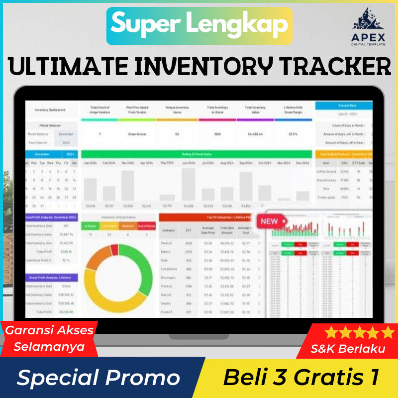 ULTIMATE Inventory Tracker Sheets | Manajemen Stok, Penjualan, Pembelian, Restock