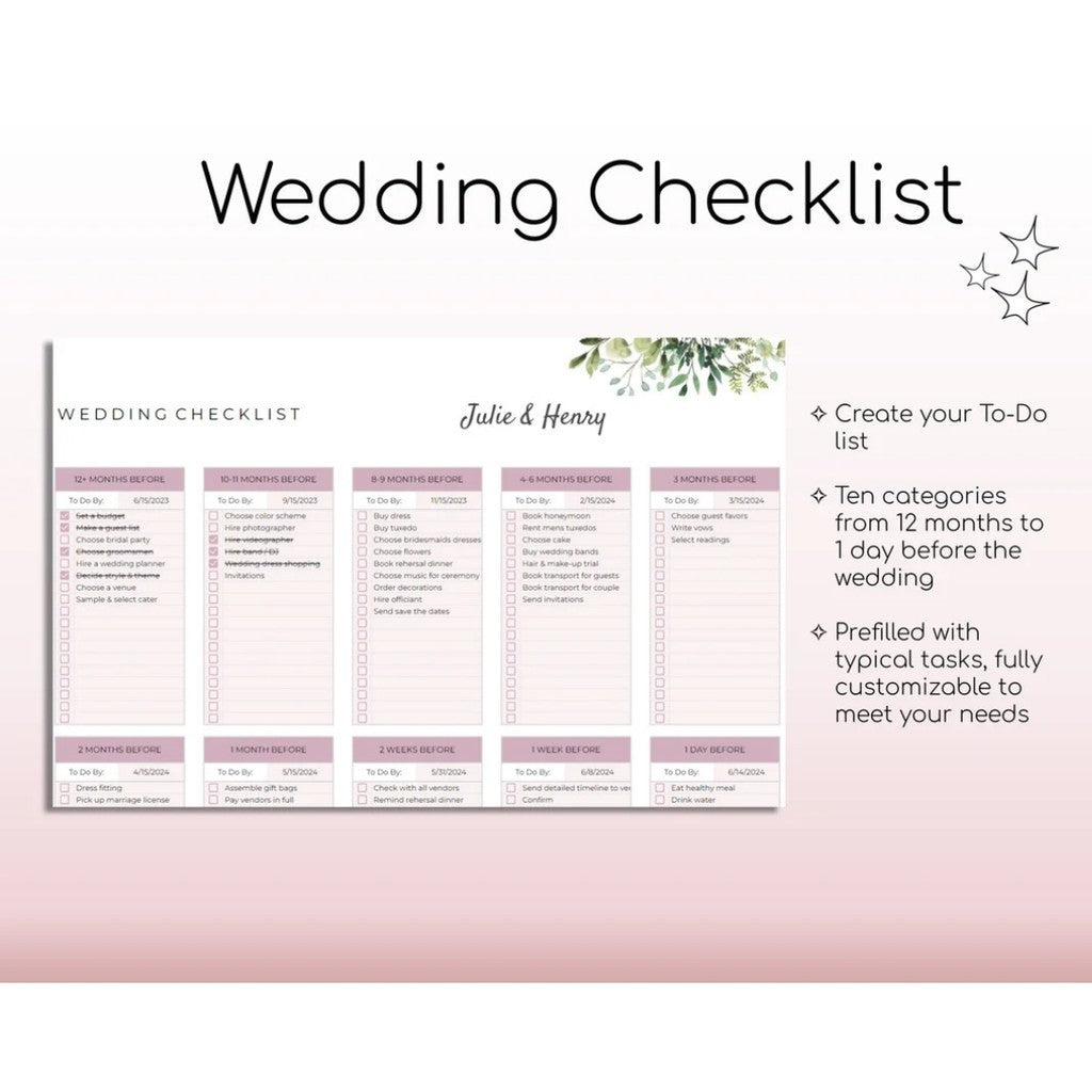 (ADL- 99) Wedding Planner Template RENCANA PERNIKAHAN / Perencanaan Pernikahan Sheets Checklist Vendor Biaya Anggaran Pernikahan Daftar Tamu Tugas Rundown Pernikahan Wedding Planner Template Pernikahan