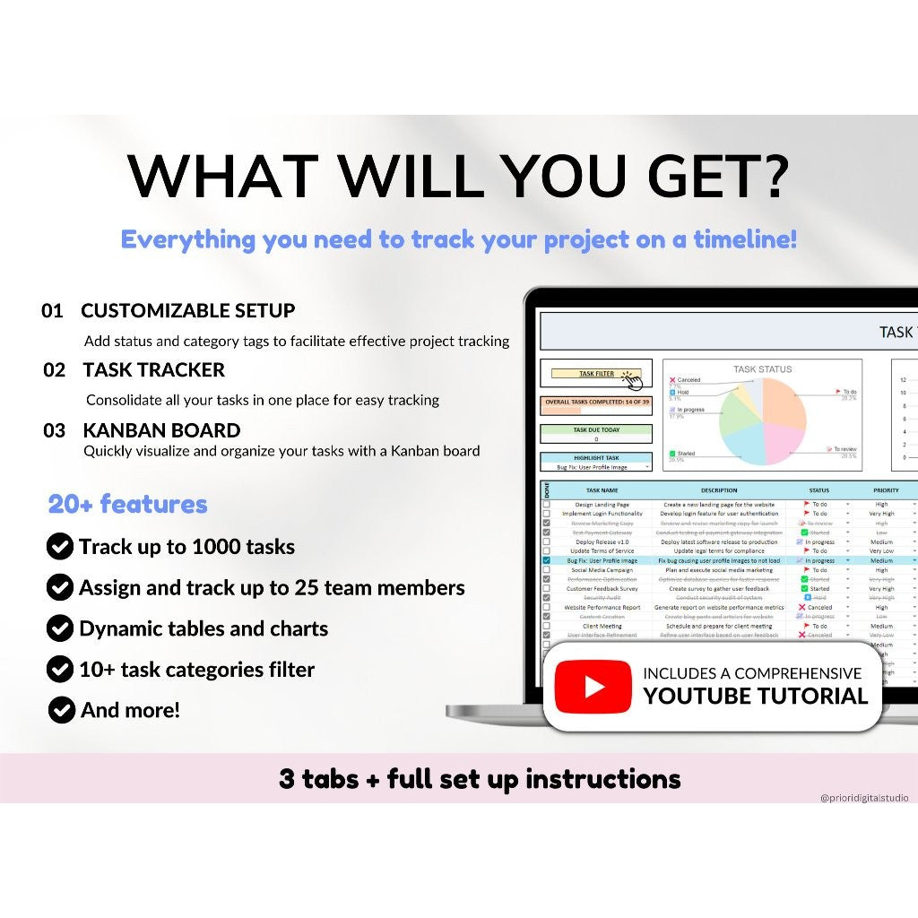 Kanban Board Small Business Excel | Task Tracker Project Planning Checklist To Do List