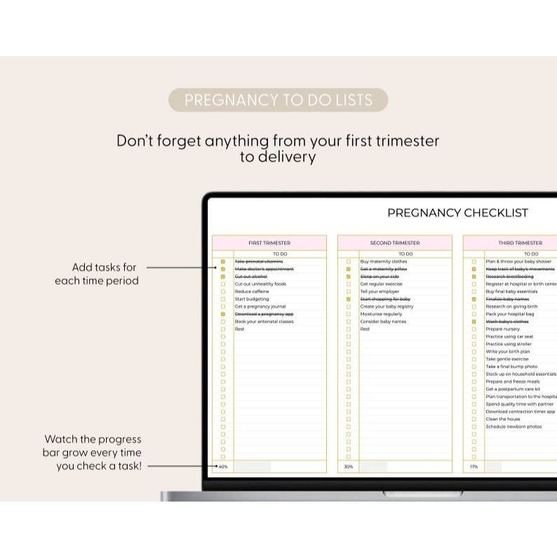 Baby Planner & Budgeting Spreadsheet | Persiapan Kelahiran Bayi Checklist Kehamilan Pregnancy Planner