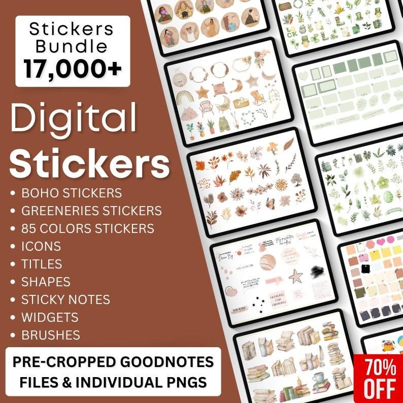 30000+ Digital Stickers for Goodnotes | PNG Sticker Book Notes Icons Planner Stickers Digital