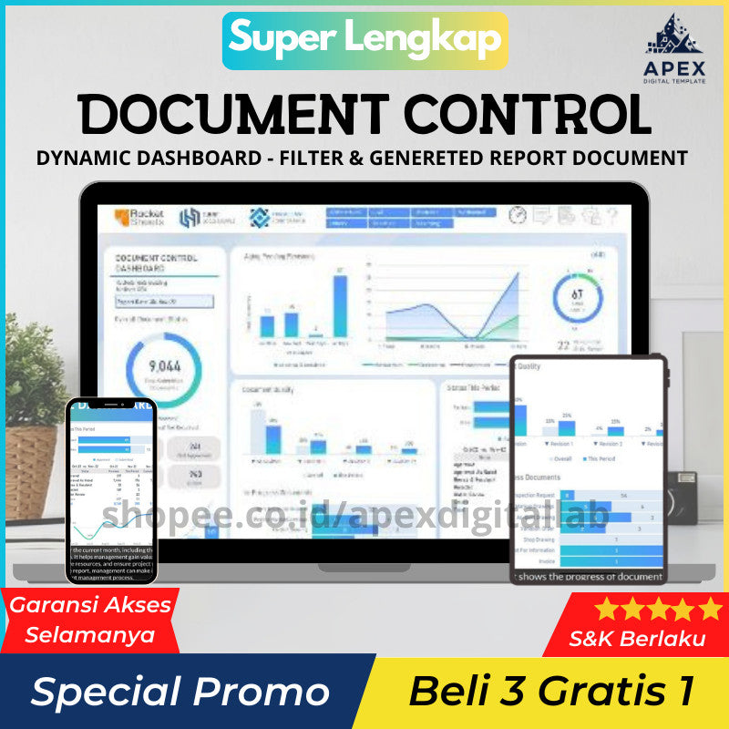 Document Control Dashboard Excel | Laporan Dinamis Manajemen Dokumen & Proyek