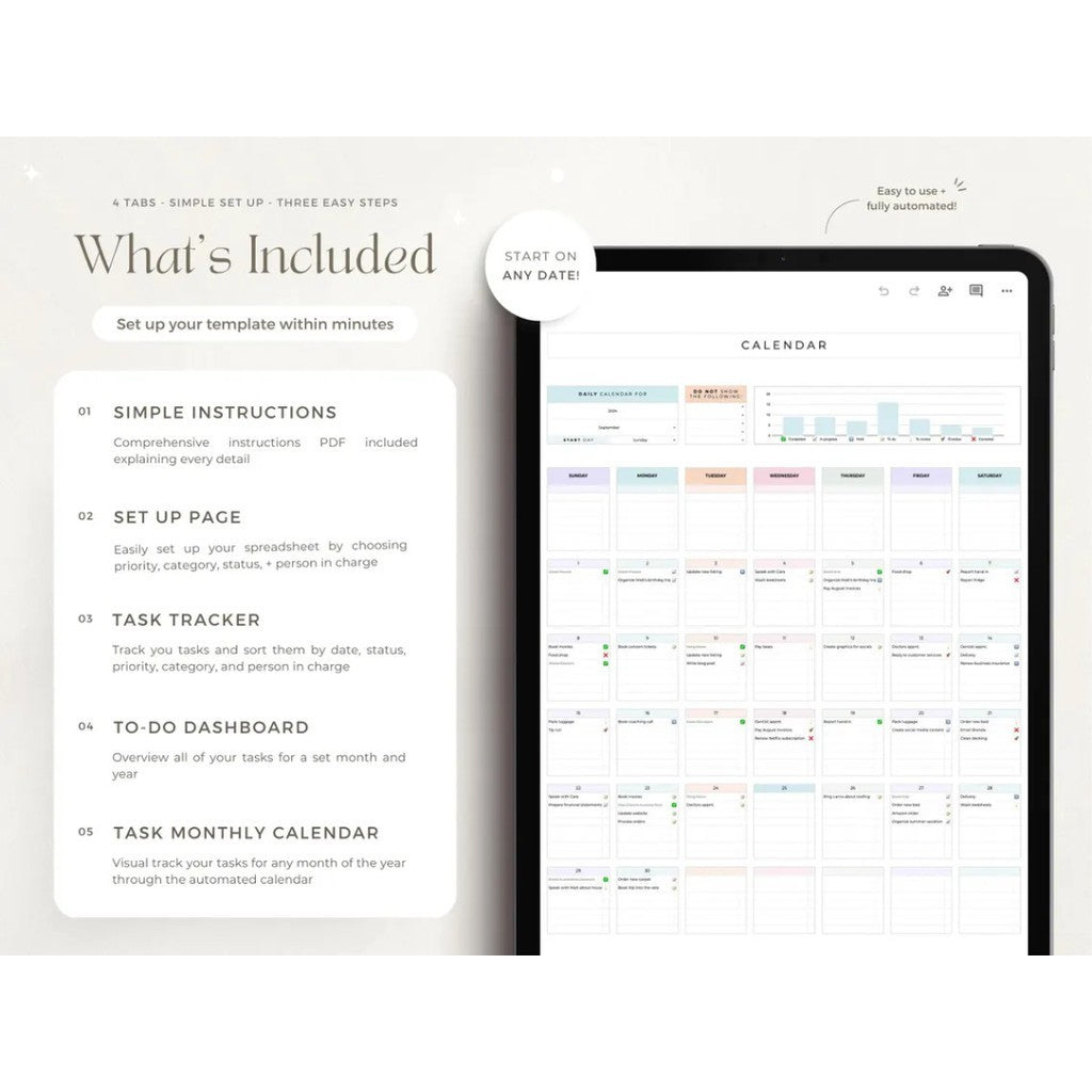 (ADL - 100) TO DO LIST Planner TEMPLATE MANAJEMEN PEKERJAAN Tugas Jadwal Harian Mingguan Bulanan Task Planner Spreadsheet Google Sheets Daily Weekly Task Tracker Digital Planner To Do List Checklist Template Calendar DL01