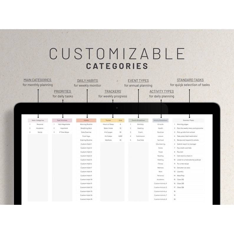 Google Sheets Calendar Template | Digital Planner Harian Jadwal Tugas To Do List