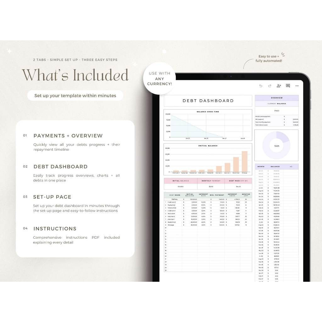 Debt Payoff Tracker Google Sheets | Debt Snowball Avalanche Calculator Loan & Credit Card Planner