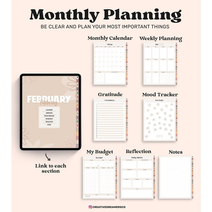 Undated Goodnotes Planner | Digital Notes Journal Template for Goodnotes/Notability/Xodo
