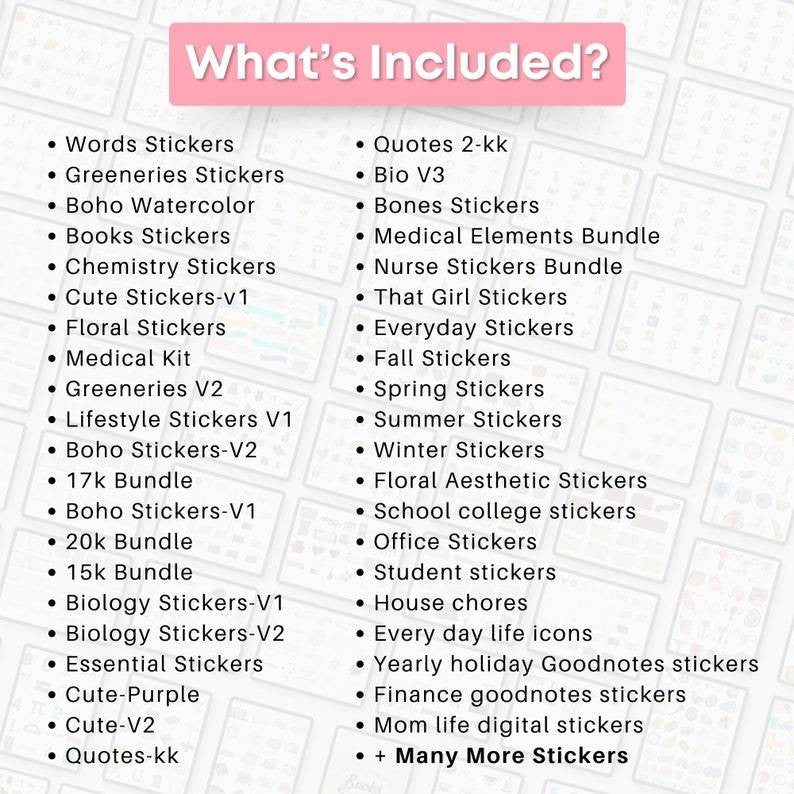 30000+ Digital Stickers for Goodnotes | PNG Sticker Book Notes Icons Planner Stickers Digital