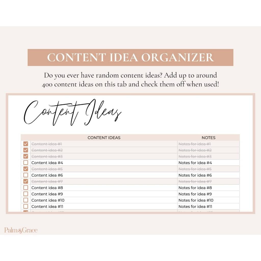 TikTok Content Planner Spreadsheet, Digital TikTok Planner, Google Sheets Social Media Content Calendar, Social Media Content Idea Organizer
