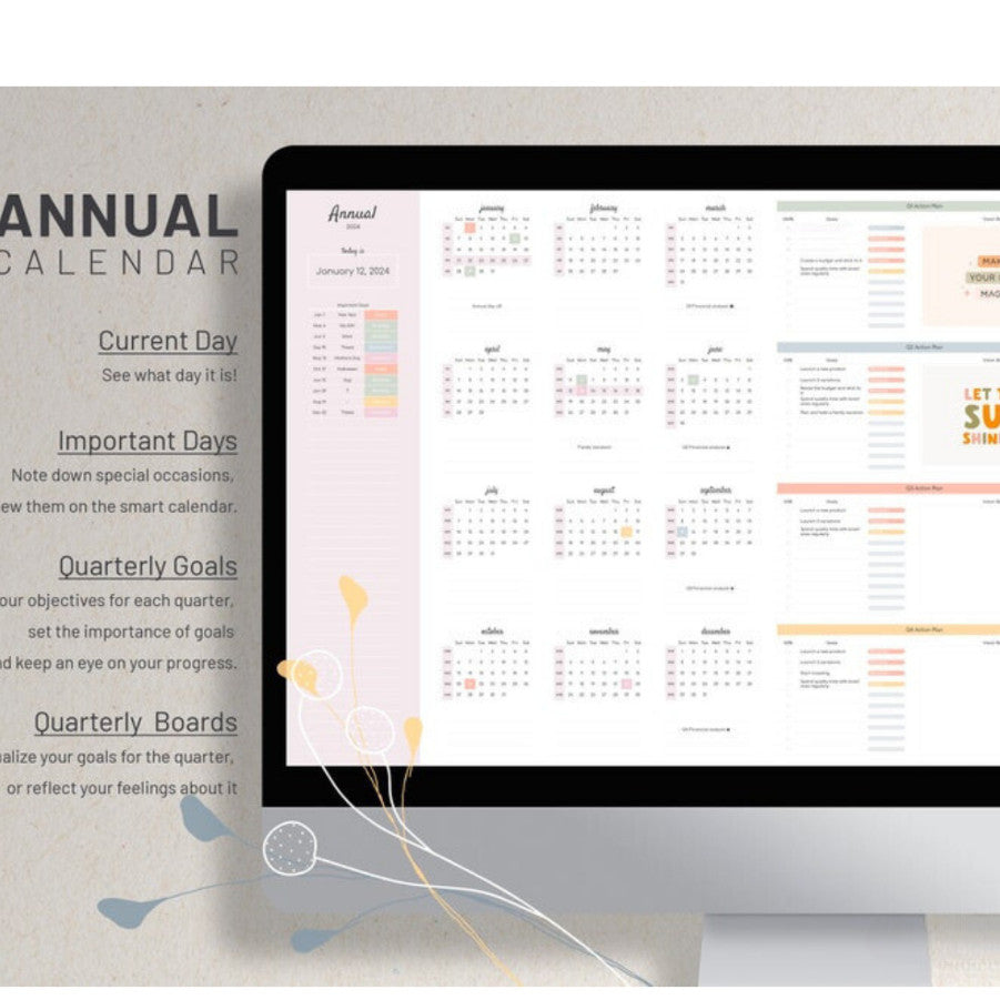 Google Sheets Calendar Template | Digital Planner Harian Jadwal Tugas To Do List