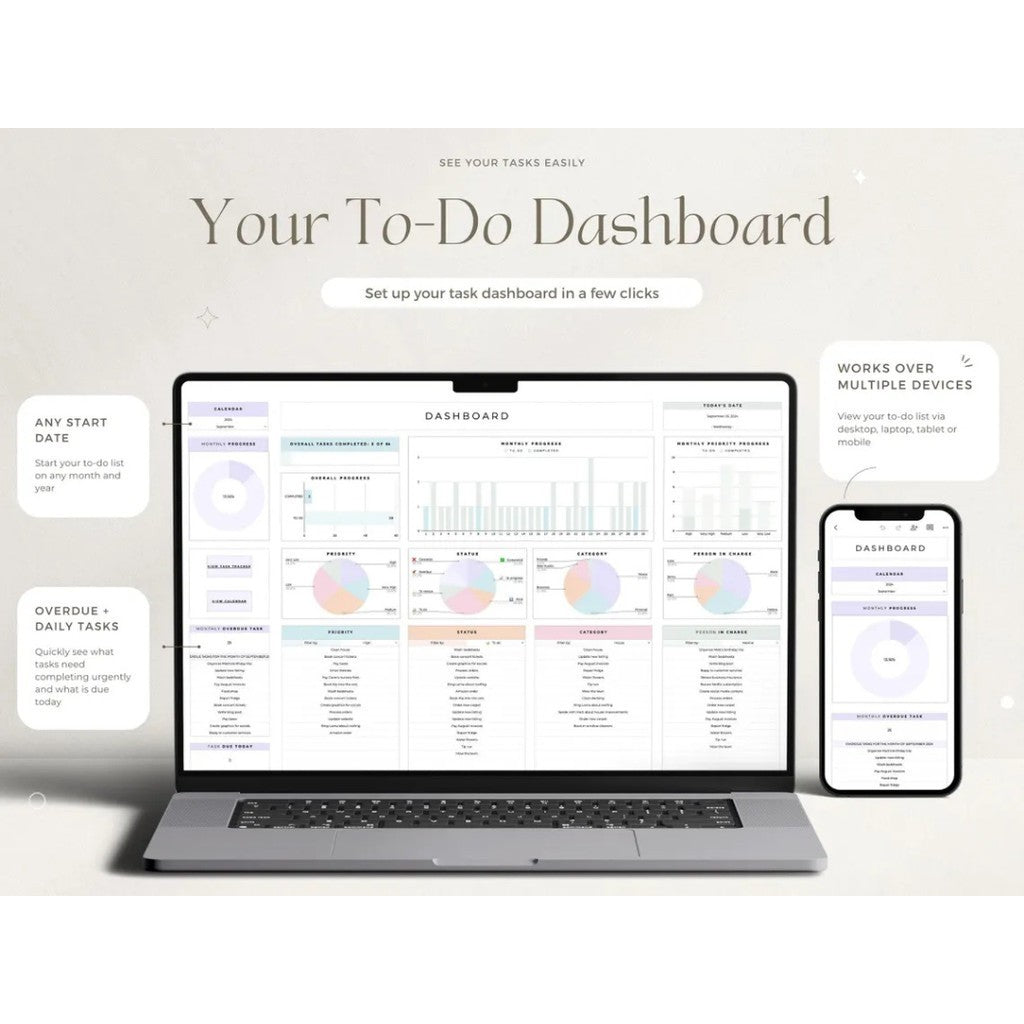 (ADL - 100) TO DO LIST Planner TEMPLATE MANAJEMEN PEKERJAAN Tugas Jadwal Harian Mingguan Bulanan Task Planner Spreadsheet Google Sheets Daily Weekly Task Tracker Digital Planner To Do List Checklist Template Calendar DL01